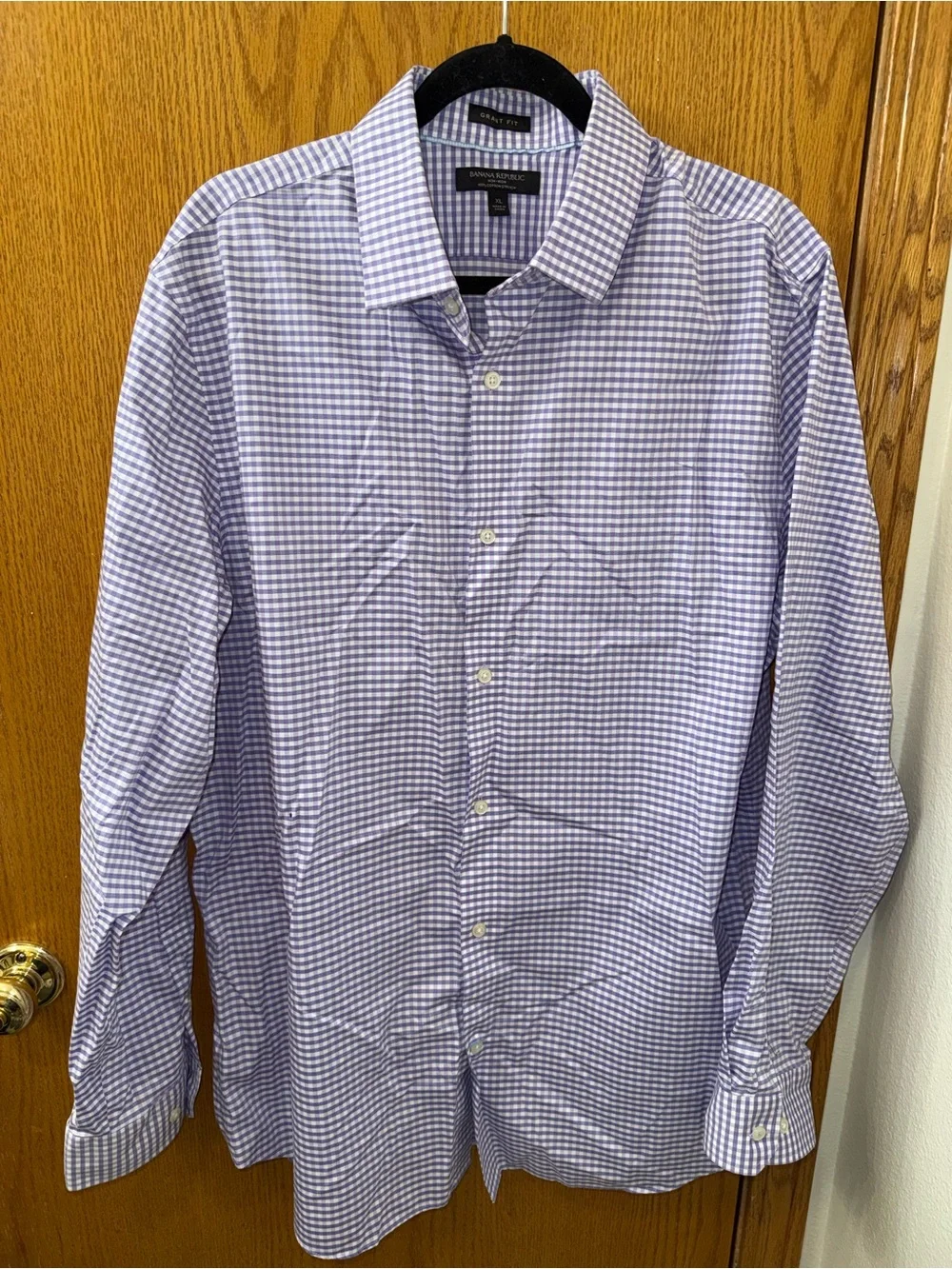 Banana Republic Grant Fit Men's Lilac Gingham Button-Down Shirt Size XL